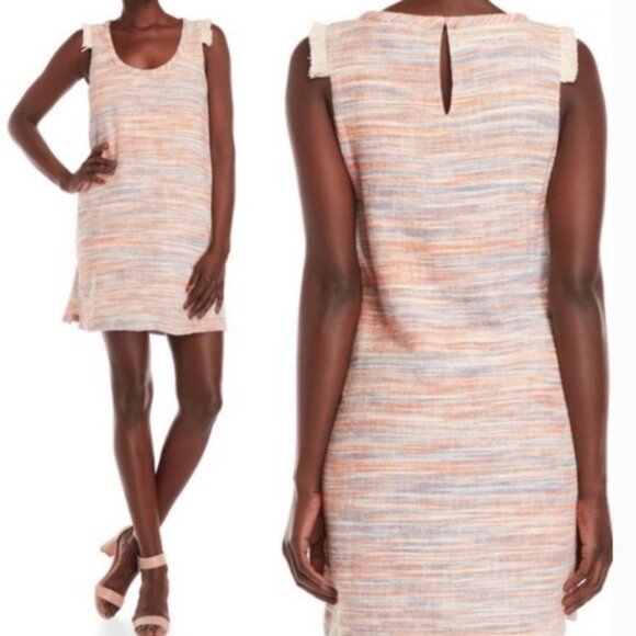 NWT Lilla P Slub Tweed Casual Newport Dress Orange Combo Size Large Boho Shift L - Picture 16 of 16